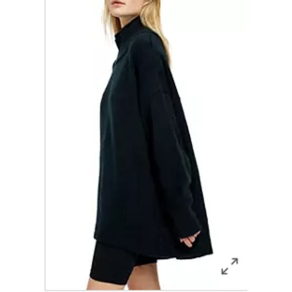 FREE PEOPLE Afterglow Mock Neck Black Longsleeve Oversized Sweater Small - Picture 1 of 6